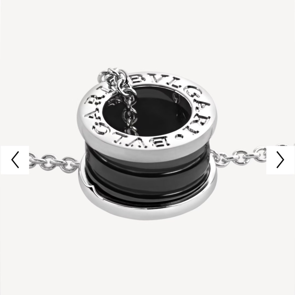 NIB Bulgari Sterling Silver + Ceramic Pendant Necklace, Unisex - Picture 6 of 13